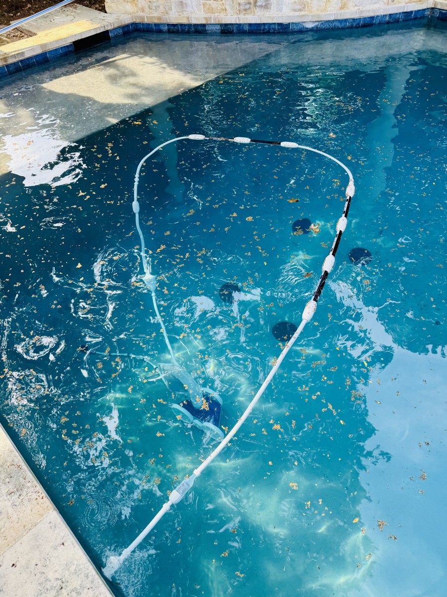 Same customer pool with DRAGON HOSE Stabilizers installed and hose following an open path