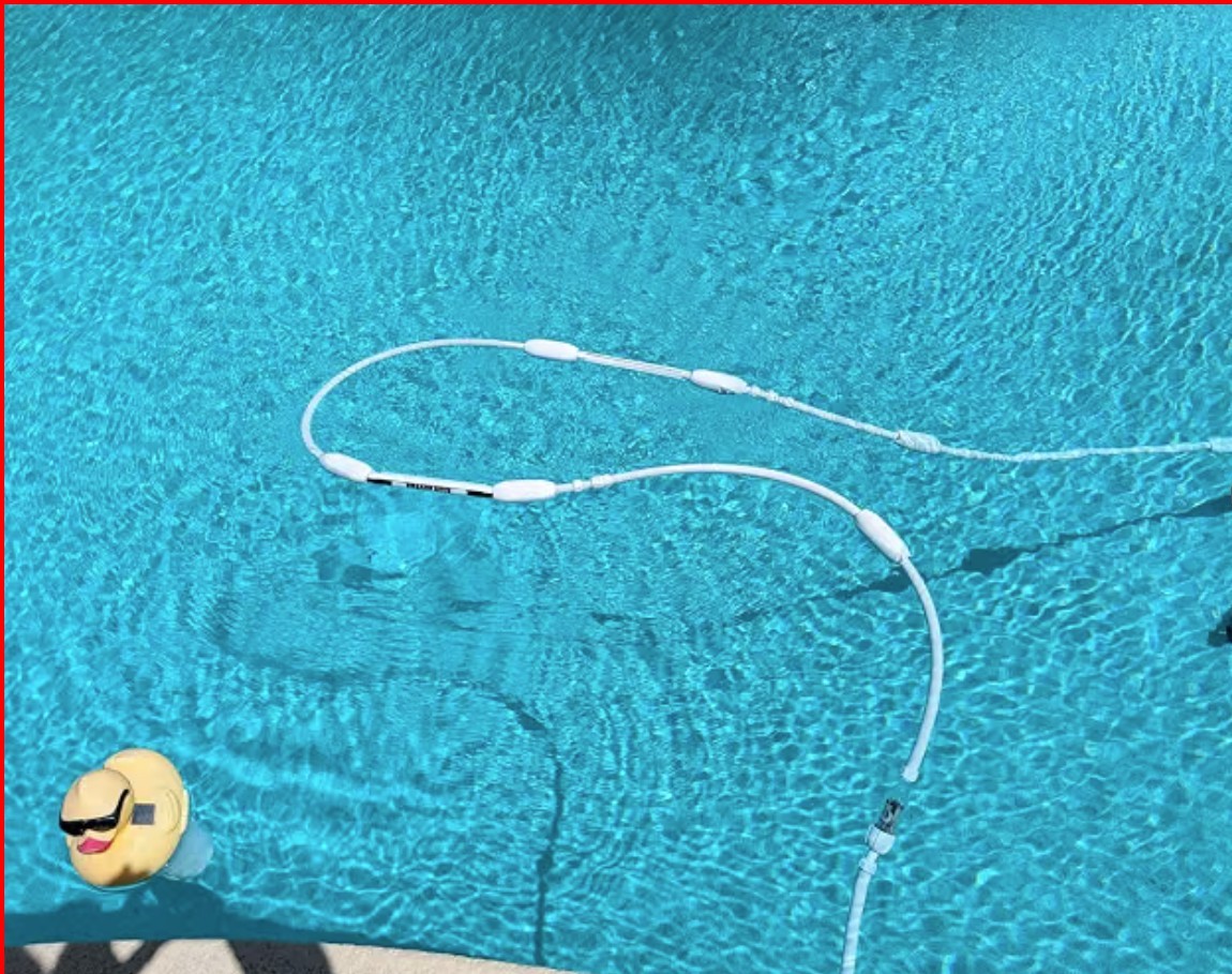MnM customer pool showing DRAGON HOSE Stabilizers between existing hose floats and a visible Rotation Zone
